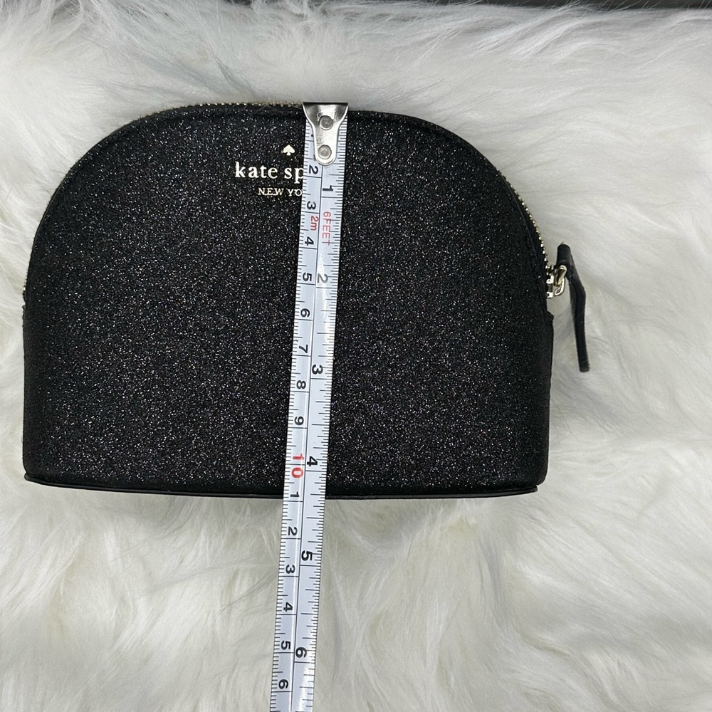 Kate Spade black glitter dome cosmetic pouch with gold logo - Picture 5 of 7